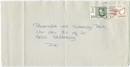 GREENLAND 1984 2 STAMPS Used On Cover To Denmark Scott87,153 - Lettres & Documents