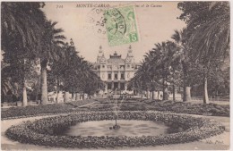 MONACO,MONTE CARLO,MONTE CARLU EN 1909,carte Ancienne Avec Timbre,LE CASINO,JARDIN,JET D´EAU - Monte-Carlo