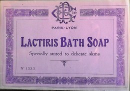 ETIQUETTE ANCIENNE - SAVON LACTIRIS BATH SOAP N° 1333 - En Très Bon Etat - - Etichette