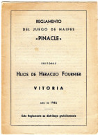 REGLES DE JEU DE CARTES Pinacle  REGLAMENTO DEL JUEGO DE NAIPES Pinacle  ESPAGNE  Année 1946 - Otros & Sin Clasificación