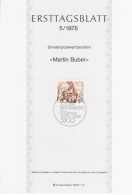 Germany Deutschland 1978-5 ETB ERSTTAGSBLATT "Martin Buber" Jewish Philosopher, First Day Sheet, Bonn - 1974-1980