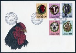 DENMARK / DANEMARK (2016) - First Day Cover - Gardens Dyr - Fauna, Farm Animals, Cow, Sheep, Horse, Cockerel, Rabbit - Lettres & Documents