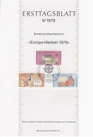 Germany Deutschland 1978-09 ETB Europa-Marken CEPT, Bamberg Regensburg Esslingen, First Day Sheet, Canceled In Bonn - 1974-1980