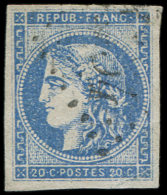 45Cb 20c. Outremer, T II, R III, Obl. GC Léger, Petit Pli, Aspect TB. Br - Autres & Non Classés