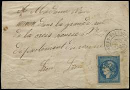 44B  20c. Bleu, T I, R II, Au Filet à Droite, Obl. GC De PERCHE DE BRETAGNE Le 9/1/1871, TB - Autres & Non Classés