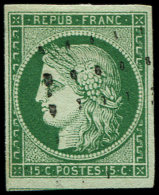 2b   15c. Vert Foncé, Obl. GROS POINTS, TTB - Other & Unclassified