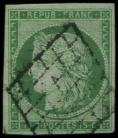 2    15c. Vert, Obl. GRILLE, TTB. S - Autres & Non Classés