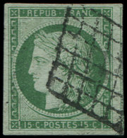 2    15c. Vert, Voisin à Droite, Obl. GRILLE, TB - Autres & Non Classés