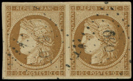 1a   10c. Bistre Brun, PAIRE Obl. PC Léger, TB. Br - Altri & Non Classificati