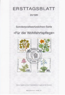 Germany Deutschland 1981-20 ETB ERSTTAGSBLATT "Fur Die Wohlfahrtspflege" Flower Flowers Flora, First Day Sheet, Bonn - 1981-1990