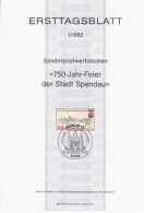 Germany Deutschland 1982-01 720-Jahr-Feier Der Stadt Spandau, First Day Sheet, Canceled In Berlin - 1981-1990