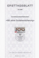 Germany Deutschland 1981-25 100 Jahre Sozialversicherung, Social Insurance, Canceled In Bonn - 1981-1990