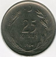 Turquie Turkey 25 Kurus 1964 KM 892.2 - Turkey