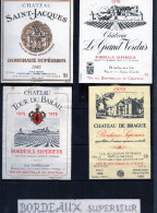 BORDEAUX - Supérieur 4 Etiquettes - N° 22 - Collections, Lots & Séries