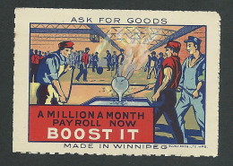 C06-23 CANADA Made In Winnipeg 1914 Promotion Stamp 5 MHR - Vignettes Locales Et Privées