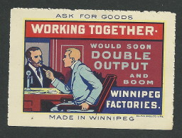 C06-27 CANADA Made In Winnipeg 1914 Promotion Stamp 11 MHR - Viñetas Locales Y Privadas