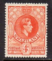 Swaziland GVI 1938 4d Definitive, Perf 13½x13, Hinged Mint (BA2) - Swasiland (...-1967)