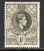 Swaziland GVI 1938 1/- Definitive, Perf 13½x13, Hinged Mint (BA2) - Swaziland (...-1967)