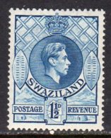 Swaziland GVI 1938 1½d Definitive, Perf 13½x14, Hinged Mint (BA2) - Swasiland (...-1967)
