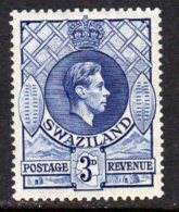 Swaziland GVI 1938 3d Definitive, Perf 13½x14, Hinged Mint (BA2) - Swaziland (...-1967)