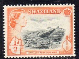 Swaziland QEII 1956 ½d Asbestos Mine Definitive, Hinged Mint (BA2) - Swasiland (...-1967)