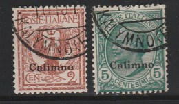 Italian Colonies 1912 Greece Aegean Islands Egeo Calino Calimnos No 1 And 2 Lot Used (B353) - Egée (Calino)