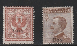 Italian Colonies 1912 Greece Aegean Islands Egeo Coo Cos No 6 And 7 Lot MH (B353) - Aegean (Coo)