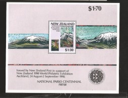 B)1987 NEW ZEALAND, PAINTING,  MOUNTAINS, NATIONAL PARKS SYSTEM, 1990 WORLD PHIL. EXHIBITION, AUCKLAND, SC 879 A313, MNH - Unused Stamps