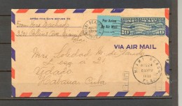 1939 , SOBRE CIRCULADO ENTRE MIAMI BEACH Y LA HABANA , LLEGADA MAT. SERIE MUNDIAL  BASEBALL AMATEUR - Cartas