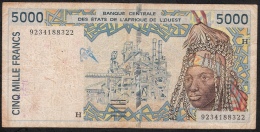 W.A.S. LETTER H = NIGER P713Ha 5000 FRANCS (19)92 1992 FIRST DATE !  FINE Few Folds NO P.h. ! - Niger