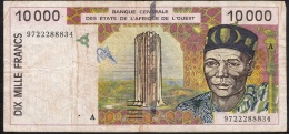 W.A.S. LETTER A = IVORY COST P114e 10000 10.000 FRANCS (19)97 1997 FINE Folds ,only 2 P.h. ! - Côte D'Ivoire