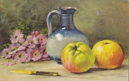 Fruits - Apple Apfel Pomme Mela Flowers Vase Knife Old Postcard - Arbres