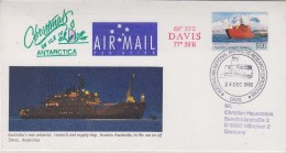 AAT Davis 1992 Christmas On Ice In Anarctica Cover Ca Davis 24 Dec 1992 (30654) - Covers & Documents