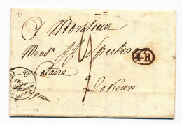 814/23 -- Lettre Précurseur PARIS 1841 Vers LOKEREN - 4 è Rayon - Entrée France Par Quiévrain Bruxelles En Bleu - Bureaux De Passage