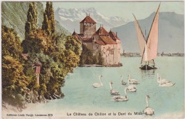 SUISSE,HELVETIA,SWISS,SCHWEIZ,SVIZZERA,SWITZERLAND ,VAUD,chateau Chillon En 1910,veytaux,Montreux,lac Léman,voilier,cyg - Montreux