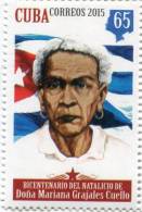 Lote CU2015-4, Cuba, 2015, Sello, Stamp, 2 V, Mariana Grajales Cuello, Mujer, Heroina, Woman, Maceo´s Mother - FDC