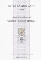 Germany Deutschland 1982-01 Johann Friedrich Bottger, Alchemist Porcelain, First Day Sheet, Canceled In Bonn - 1981-1990