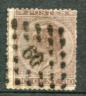 BELGIQUE - Yv. N°19  COB 19   (o)  30c  Brun Dent X14  Cote  11 Euro  BE    2 Scans - 1865-1866 Profile Left