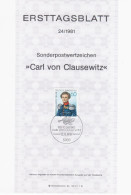 Germany Deutschland 1981-24 ETB ERSTTAGSBLATT "Carl Von Clausewitz" Prussian General, First Day Sheet, Bonn - 1981-1990
