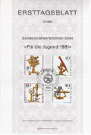Germany Deutschland 1981-5 ETB ERSTTAGSBLATT "Fur Die Jugend" Microscope Telescope Optics, First Day Sheet, Berlin - 1981-1990