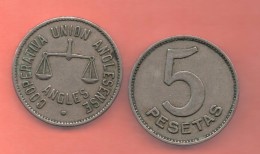 COOPERATIVAS # 5 PESETAS UNION ANGLESENSE (1) -  Monedas De Necesidad