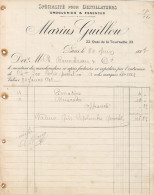Marius Guillou, Spécialité Pour Distillateurs, à Monsieur Bourdeau, Distillateur, Limoges. 1887 - Droguerie & Parfumerie