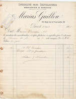 Marius Guillou, Spécialité Pour Distillateurs, à Monsieur Bourdeau, Distillateur, Limoges. 1887 - Droguerie & Parfumerie