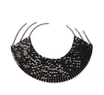 Tour De Cou Collier Bijoux Métal Laqué Noir Articulé Choker - Halsketten