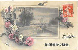BELLEVILLE SUR SAONE (69) Carte Fantaisie Souvenir - Belleville Sur Saone
