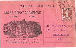 PERPIGNAN (66) Carte Commerciale Illustrée Publicitaire Dépot De Céramiques Xambo Deit - Perpignan