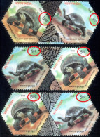 ODDITIES ON STAMPS-HEXAGONAL SETENANT PAIRS-ALDABRA GIANT TURTLES-3-DIFFERENT POSITIONS-INDIA-2008-SCARCE-MNH-TP-475 - Fehldrucke
