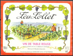 222 - Feu Follet - Vin De Table Rouge - Vin De Différents Pays De La Communauté Europénne - Caves De Yutz 57110 - Rouges