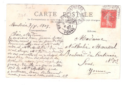 CPA 37 Montresor Vue Generale Cote Ouest + POSTMARKS 1907 MONTRESOR YONNE - Montrésor