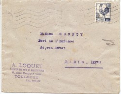 LCTN41- FRANCE - COQ 2f SEUL SUR LETTRE 1945 (DATE PEU LISIBLE) COTE EUR 230.00 - 1944 Coq Et Marianne D'Alger